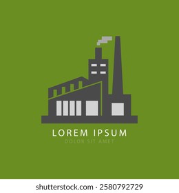 Vector Illustration of Modern Industrial Factory with Prominent Chimney