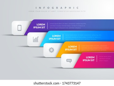 Ilustración De Vectores Infografía Moderna Con 4 Bares Y Iconos Coloridos