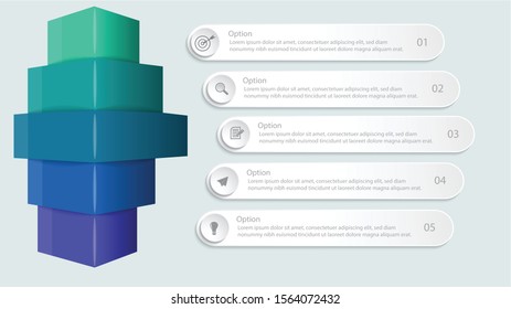 Vector illustration : Modern infographic with 5 options or step for for workflow layout, diagram, number options, step up options, web design and presentations