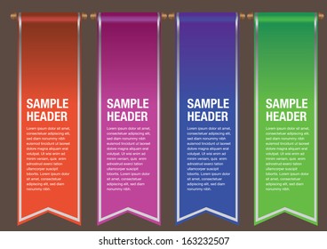 Vector illustration of modern infographics options banners.  Used for workflow layout.
