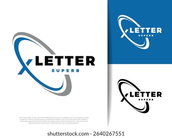 Vector illustration of a modern initial letter X with dynamic swoosh design. Perfect for branding, logo templates, tech businesses, or creative agencies. Clean, bold, and professional layout.
