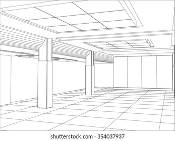 Vector illustration of a modern interior room office.
