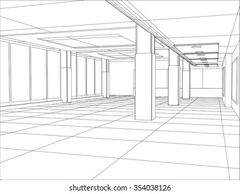 Vector illustration of a modern interior room office.