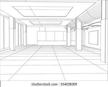 Vector illustration of a modern interior room office.