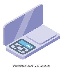 Vector illustration of a modern, isometric digital kitchen scale displaying 240 grams