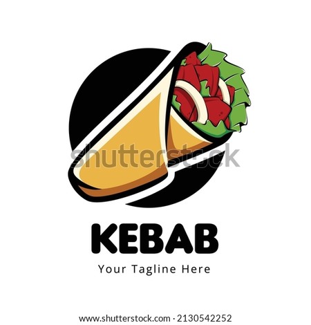 Vector illustration of a modern kebab logo template. Perfect for food brands, kebab restaurants, street food vendors or culinary startup.