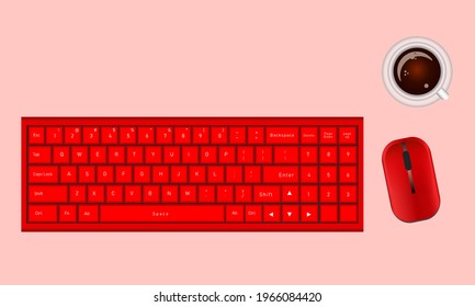 vector illustration of modern keyboard and mouse