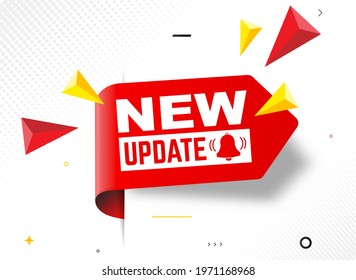 Vector Illustration Modern Label New Update With Bell. Web Banner Element.
