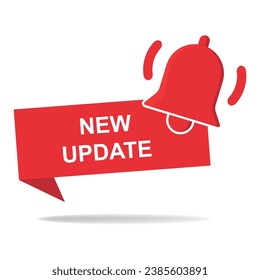 Vector Illustration Modern Label New Update With Bell. Web Banner Element.