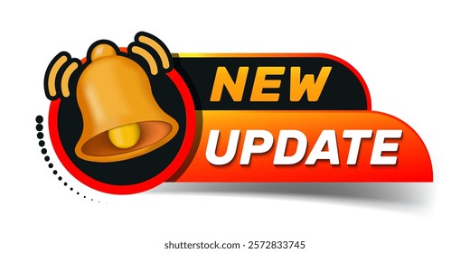 Vector illustration modern label new update with bell. 