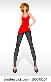 vector illustration of modern lady in attitude
