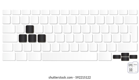 Vector illustration of modern laptop or PC keyboard