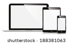 vector illustration modern laptop, phone, tablet on a white background