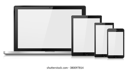 vector illustration modern laptop, phone, tablet on  a white background