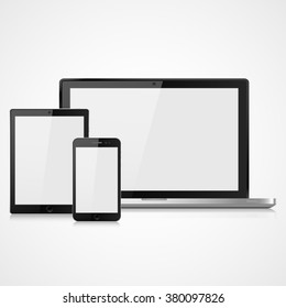 vector illustration modern laptop, phone, tablet on  a white background