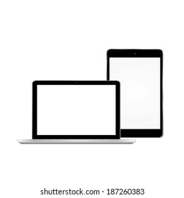 vector illustration modern laptop and tablet on a white background