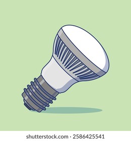 Vector Illustration of a Modern LED Light Bulb with a Threaded Base on a Soft Green Background.