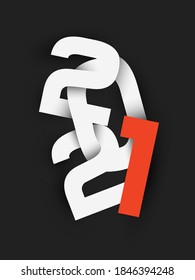 Vector illustration of Modern lettering composition paper text 2021.