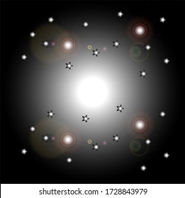 Ilustración vectorial de un logotipo moderno, cielo nocturno en la luna y las estrellas