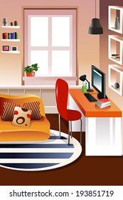 A vector illustration of modern looking workspace desk