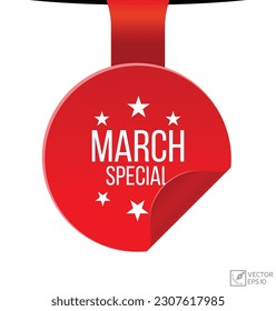 Vector illustration modern March Special banner, Isolated web element.