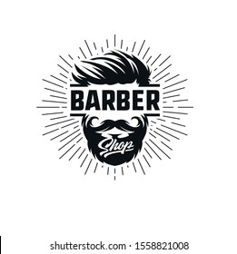 vector illustration. modern men's haircut logo business.