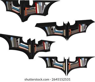 vector illustration of modern minimalist abstract wooden wall shelf design in bat shape