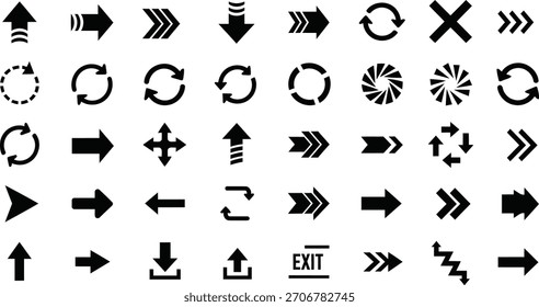 Ilustración vectorial de iconos de flecha y navegación minimalistas modernos para el diseño de interfaz de usuario o UX y el desarrollo de Web