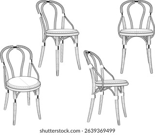vector illustration of modern minimalist dining table and chair design