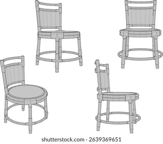 vector illustration of modern minimalist dining table and chair design