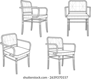 vector illustration of modern minimalist dining table and chair design