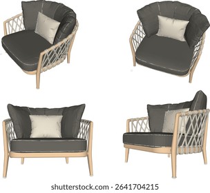 vector illustration of modern minimalist dining table sofa chair design