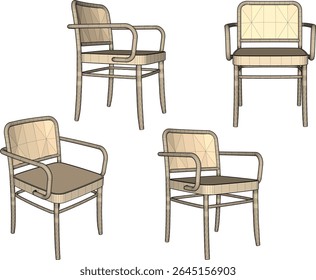 Ilustración vectorial del diseño minimalista moderno de la mesa de comedor y de la silla