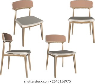 vector illustration of modern minimalist dining table and chair design