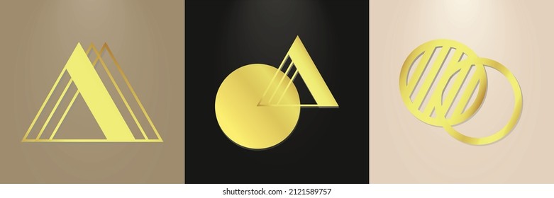 Vector illustration.Set of modern minimalist style abstract logo. Simple geometric shapes.