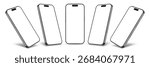 Vector illustration of modern mobile phone with blank empty white screen. Realistic mockup or template, isolated on white background