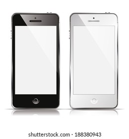 vector illustration of modern mobile phone black and white on a white background