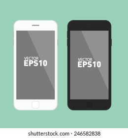 vector illustration of modern mobile phone black and white flat style