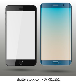 vector illustration of modern mobile phones, isolated, realistic, Smartphone.