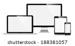 vector illustration modern monitor, computer, laptop, phone, tablet on a white background