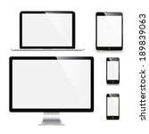 vector illustration modern monitor, computer, laptop, phone, tablet on a white background