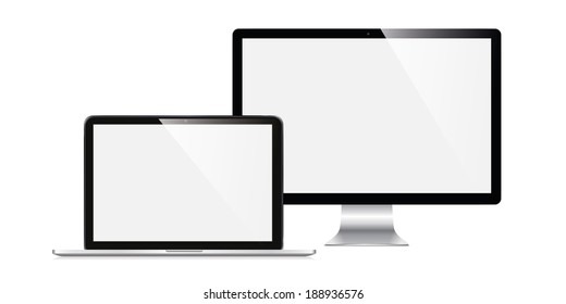 vector illustration modern monitor, computer, laptop on a white background