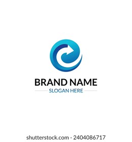 Vector illustration modern monogram E logo design with arrow