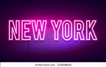 Vector Illustration Modern New York City Neon Light Sign