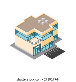 A vector illustration of a modern office building.
Isometric Modern Office building Icon.
Company business building.