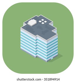 A vector illustration of a modern office building.  Isometric office icon.  Offices and workplace icons.