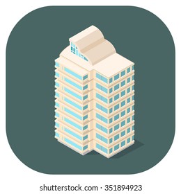 A vector illustration of a modern office building.  Isometric office icon.  Offices and workplace icons.