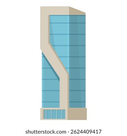Ilustração vetorial de um moderno prédio de escritórios com design plano e arquitetura contemporânea em um ambiente urbano urbano urbano da cidade. Com fachada de vidro. Elevação elevada