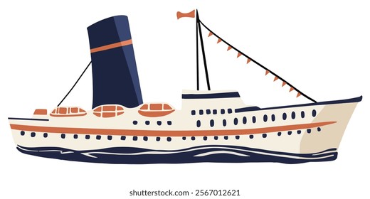 Vector illustration of modern and old ships