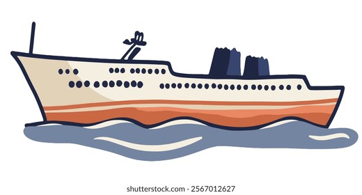 Vector illustration of modern and old ships